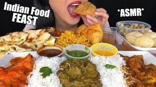 ASMR INDIAN FOOD FEAST Eating Sounds  Biryani Rice Pani Puri Samosa Butter Chicken  ASMR Phan [upl. by Kovar83]